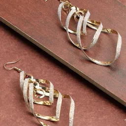 SOHI Gold Plated Contemporary Drop Earrings-54