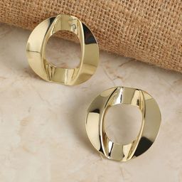 SOHI Gold-Plated Circular Studs Earrings-6