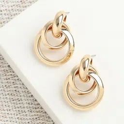 SOHI Women Gold Plated Circular Drop Earrings-23