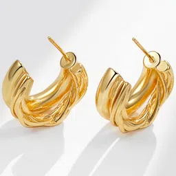 MYKI Gold-Plated Stainless Steel Circular Half Hoop Earrings-1