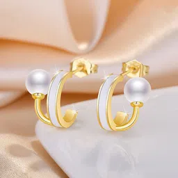 Jewels Galaxy Gold-Toned Contemporary Hoop Earrings-52