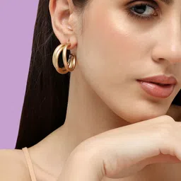 SOHI Gold Plated Contemporary Hoop Earrings-32