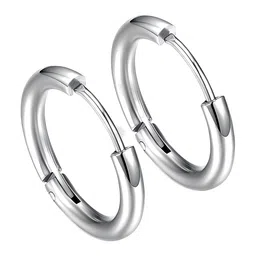 KARISHMA KREATIONS Men Silver-Plated Stainless Steel Contemporary Hoop Earrings-18