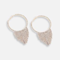 DressBerry Silver-Plated Stone-Studded Contemporary Hoop Earrings-image-79