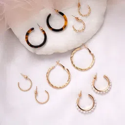 BEWITCHED Multicoloured Set of 5 Contemporary Hoop Earrings-4