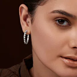 MINUTIAE Silver-Plated Contemporary Hoop Earrings-1