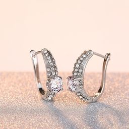 Yellow Chimes White & Silver-Plated Contemporary Hoop Earrings-11