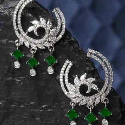 KARATCART Silver Plated Contemporary Drop Earrings-13