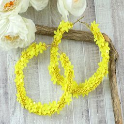 UNIVERSITY TRENDZ Gold-Plated Handcrafted Floral Beaded Hoop Earrings-30