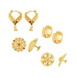 Vighnaharta Set Of 4 Gold-Plated Artificial Stones-Studded Earrings image 1