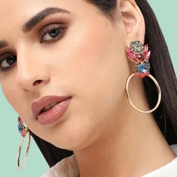 SOHI Gold-Plated Circular Drop Earrings image 1