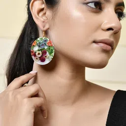 Silvermerc Designs Rhodium-Plated Floral Drop Earrings-7