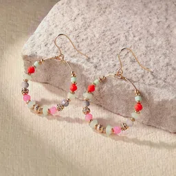Accessorize Beaded Circular Drop Earrings-21
