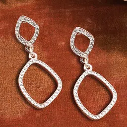 Accessorize Oval Shaped Crystals Drop Earrings-31