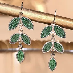 Accessorize Leaf Shaped Beaded Drop Earrings-4