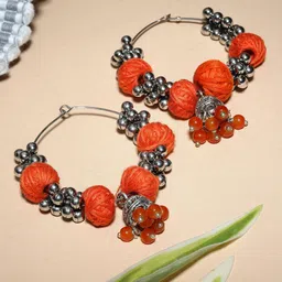 PANASH Silver-Plated Circular Hoop Earrings-14