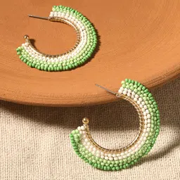 Accessorize Beaded Circular Half Hoop Earrings-22