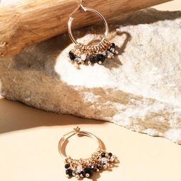 Accessorize Beaded Circular Brass Hoop Earrings-57