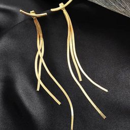ISHKAARA Rhodium Plated Contemporary Tasselled Drop Earrings-11