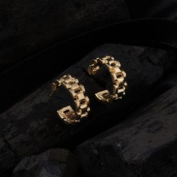 ISHKAARA Textured Half Hoop Earrings-image-0