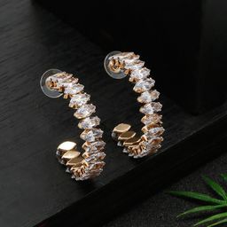 YouBella Gold-Plated Contemporary Half Hoop Earrings-15