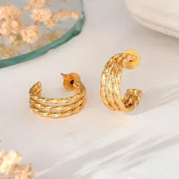 Silvermerc Designs Gold-Plated Contemporary Half Hoop Earrings-image-73