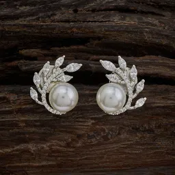 Kushal's Fashion Jewellery Rhodium-Plated Cubic Zirconia Studded Studs Earrings image 1