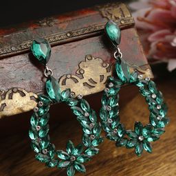 YouBella Green Stone-Studded Drop Earrings-19