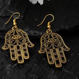 PANASH Gold-Plated Contemporary Evil Eye Drop Earrings-111