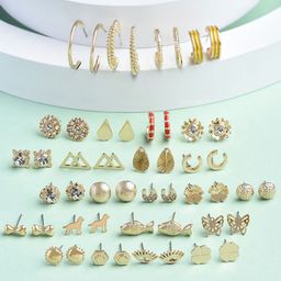 AMI Set of 25 Gold-Plated Contemporary Studs Earrings-81