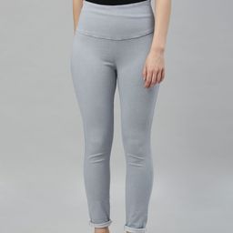 ADBUCKS Women's Light Grey Solid Tummy Tucker High Waist Jeggings-picture-14