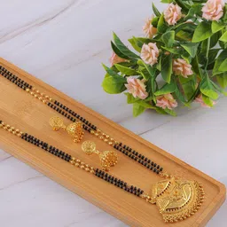 Anouk Gold-Plated Beaded Mangalsutra With Earrings-image-14