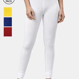 FRENCH KLEIDER Girls Pack Of 4 Solid Churidar-Length Leggings-image-46