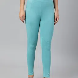 W Women Blue Solid Ankle-Length Leggings-image-90