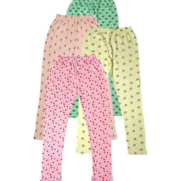 IndiWeaves Girls Pack of 5 Printed Cotton Ankle-Length Leggings-image-70