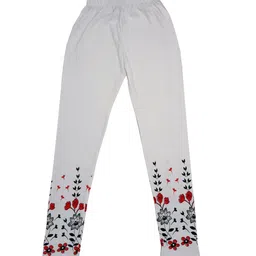 IndiWeaves Girls White Printed Cotton Ankle-Length Leggings-image-67