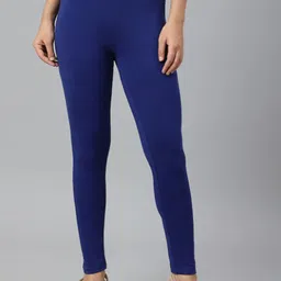 KEX Women Pack Of 2 Red & Blue Solid Cotton Ankle-Length Leggings-picture-29