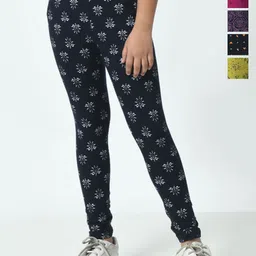 BAESD Girls Pack Of 5 Printed Pure Cotton Ankle-Length Leggings-image-94