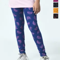 BAESD Girls Pack Of 5 Printed Pure Cotton Ankle-Length Leggings-91