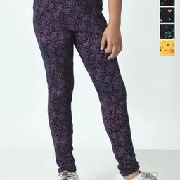 BAESD Girls Pack Of 5 Printed Pure Cotton Ankle-Length Leggings-image-88