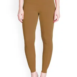 LYRA Women Tan Brown Solid Ankle-Length Leggings-picture-3