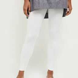 max Women White Solid Ankle-Length Leggings-53