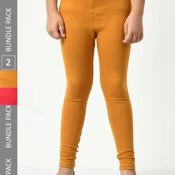 BAESD Girls Pack Of 2 Ankle-Length Cotton Lycra Leggings-image-88