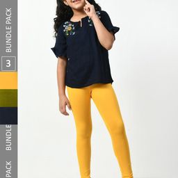 BAESD Girls Pack Of 3 Super Soft Ankle-Length Leggings-image-53