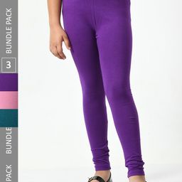 BAESD Girls Pack Of 3 Super Soft churidar-Length Leggings-image-126