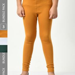 BAESD Girls Pack Of 3 Super Soft Churidar-Length Leggings-image-124