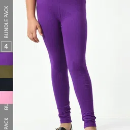 BAESD Girls Pack Of 4  Super Soft Ankle-Length Leggings-image-84