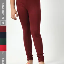 BAESD Girls Pack Of 4 Cotton Ankle-Length Leggings-image-70