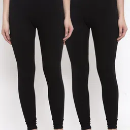 TAG 7 Women Pack of 2 Black Solid Ankle-Length Leggings-image-21