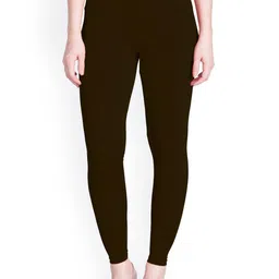 LYRA Women Coffee Brown Solid Ankle-Length Leggings-57